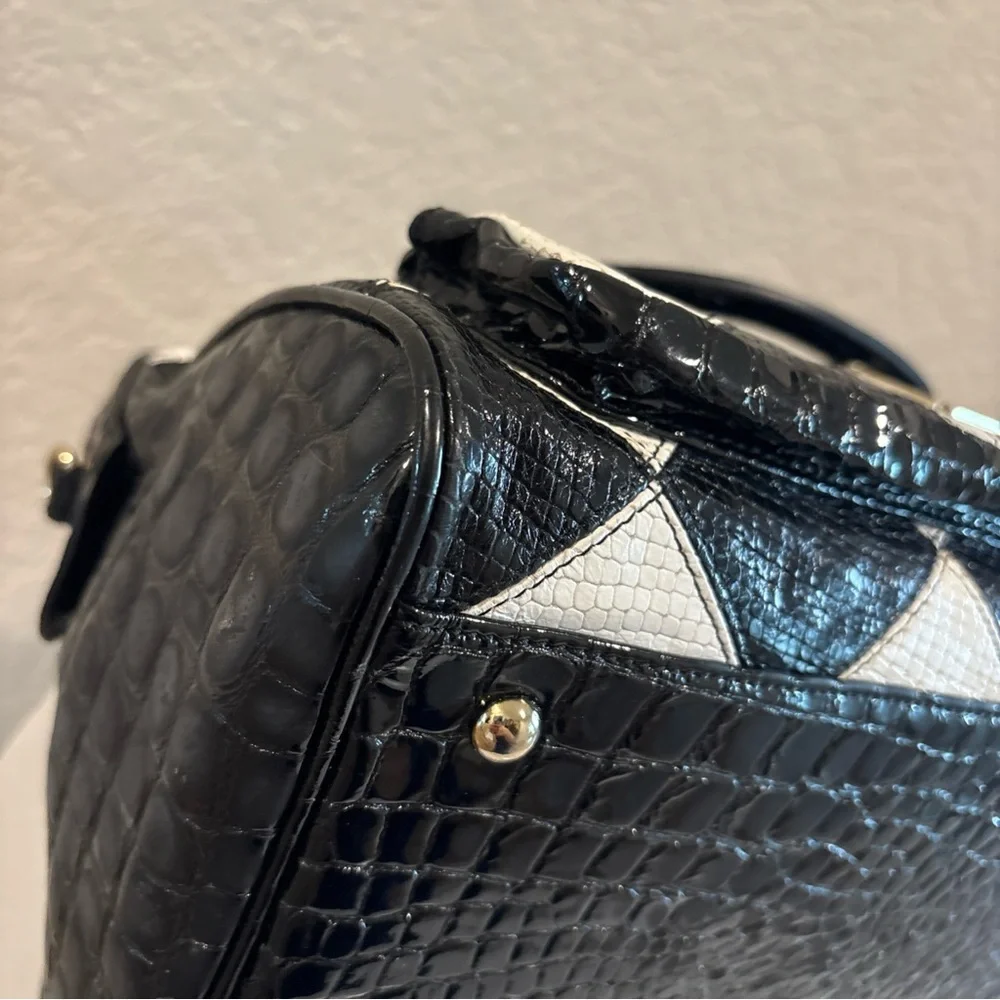 MCM Black and White Checker Satchel